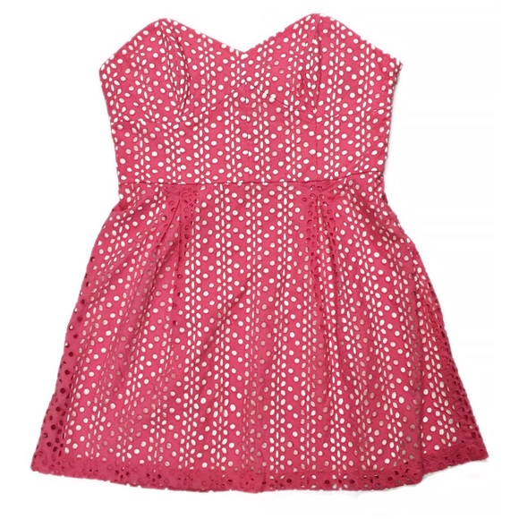Kensie Dresses & Skirts - KENSIE Strapless Eyelet Sundress Pink Melon SZ 14